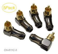 5-Pack RCA Right-Angle Solder Type Gold Plated Metal 6.3mm/OD Connectors