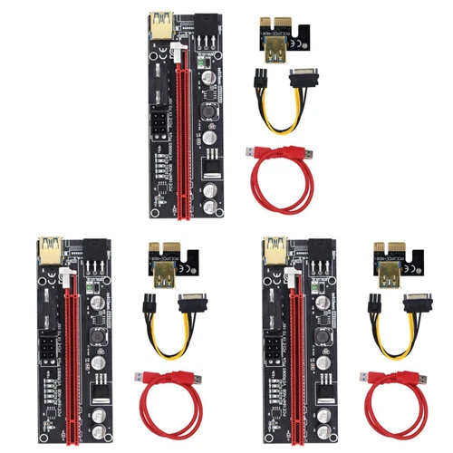 Lot de 3 Riser PCI-E Express VER009S Plus Mining Rig Minage