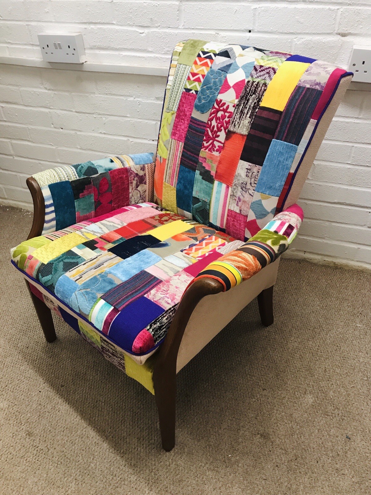 Vintage Parker Knoll armchair Newly Upholstered in Patchwork Design eBay