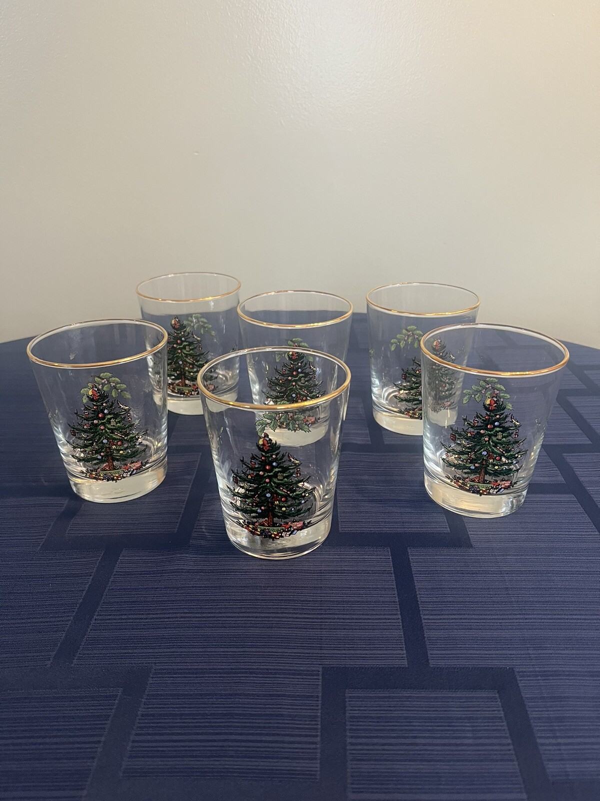 Spode Christmas tree double old fashioned rock glasses set of 6 great