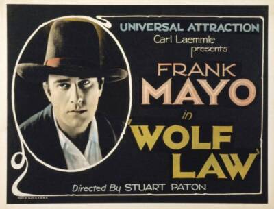 Wolf Law Us Lobby Card Frank Mayo 1922 Old Movie Photo