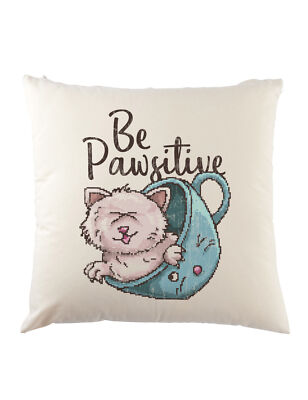 Be Pawsitive Dekokissen Pixel Retro Arcade Bit Geek Nerd Cat Cats Fun Love