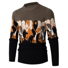 Mens Knitted Sweaters Warm Long Sleeve Pullover Winter Round Neck Sweatshirt