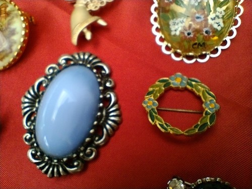 10x Vintage BROOCH Gold /Silver tone Sparkling Crystals, Natural Stone FREE UK P - Picture 8 of 9