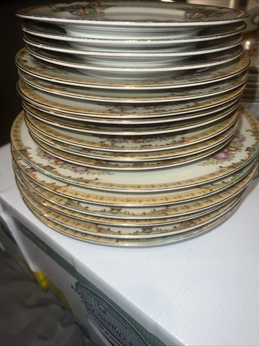 Large Lot Of Vintage Diamond Brand Hand Painted China Plates Three Sizes