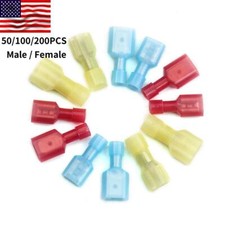 Fully Insulated Nylon Female Male Spade Terminal Wire Connectors Crimp 22-10AWG