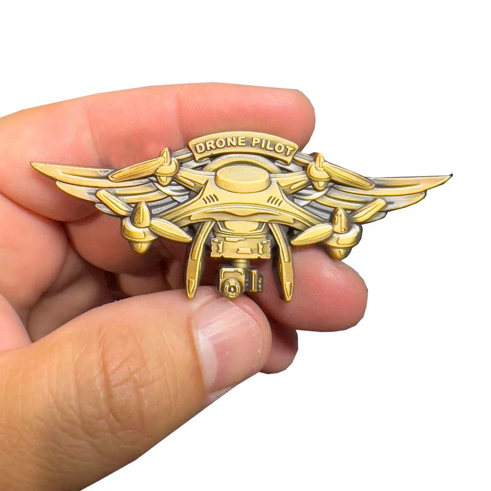 GL12-006 Gold 3D Full size UAS FAA Commercial Drone Pilot Wings pin | eBay