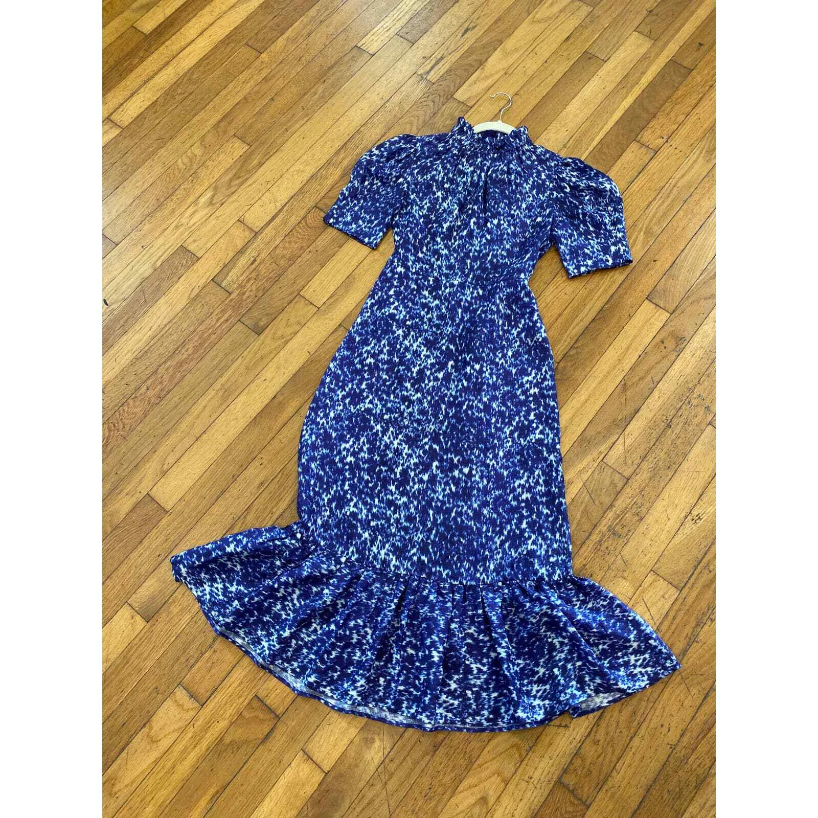 Abito Sea New York Celine Silk Prairie Midi manica gonfia taglia 0 $425