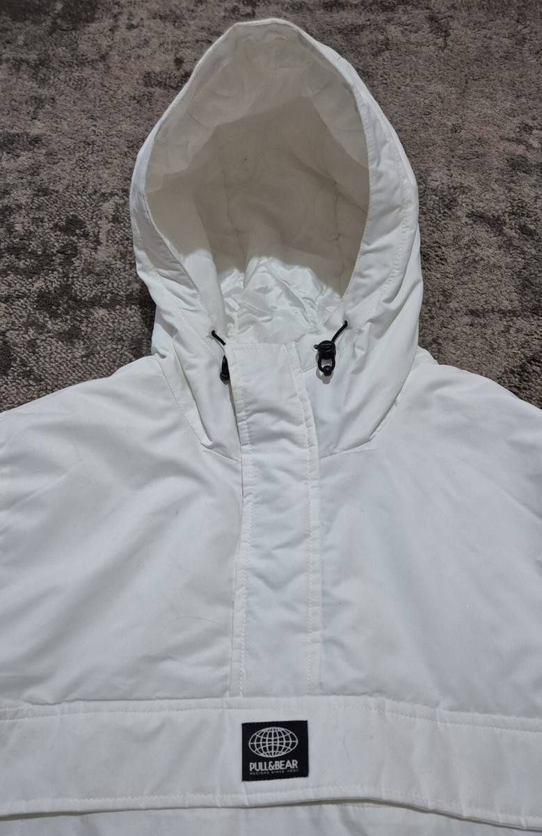 Pull and Bear Overhead Jacket White Padded Hooded Size M UK