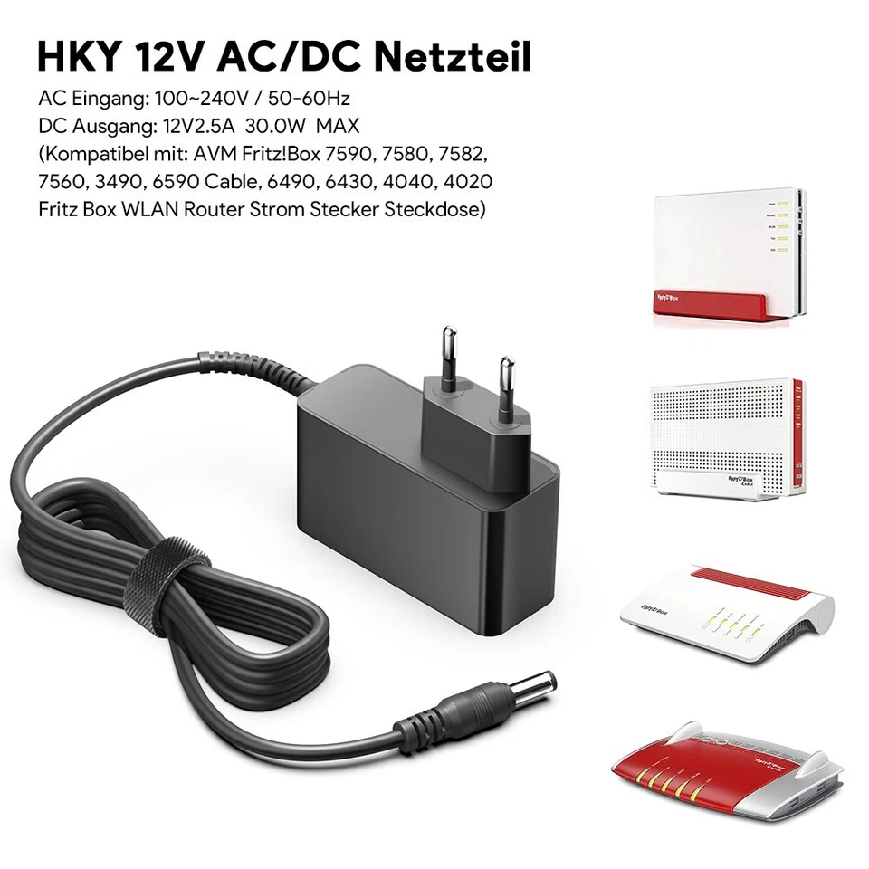 12V 2,5A AC Adapter für Hitachi, FritzBox, Drucker, Scanner, Router, PC Engines - Bild 2 von 4