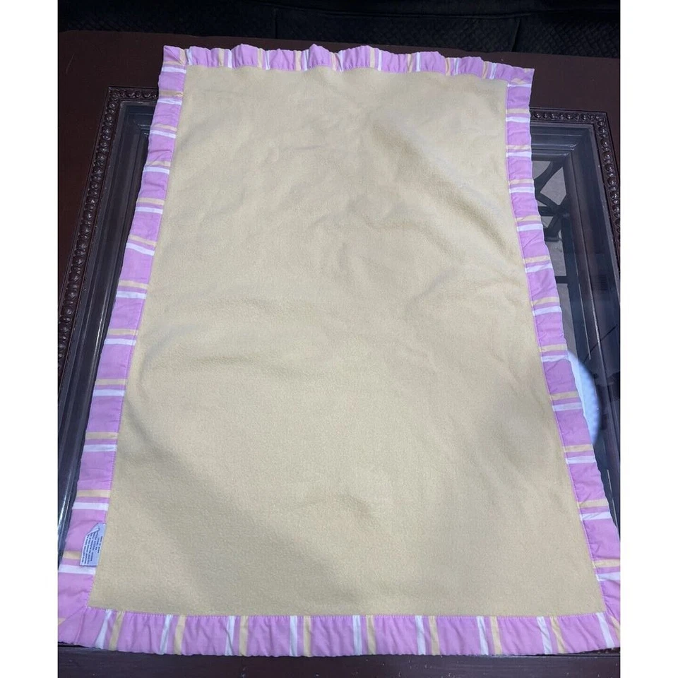 Sumersault Yellow Fleece Pink Trim Baby Blanket Lovey Security - Image 2 of 4