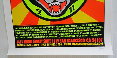 MAN'S RUIN RECORDS POSTER KOZIK SIGNED NUMBERED Edition 1995 22.5