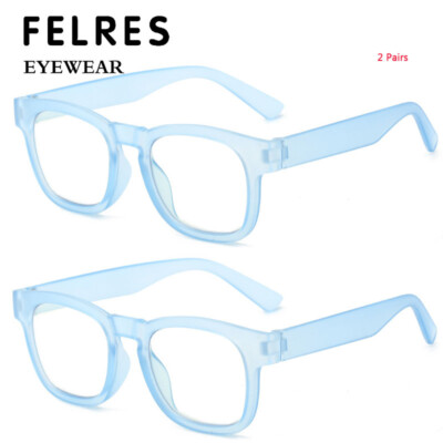 2 Pairs Anti Blue Light Reading Glasses For Men Women Square Clear Lens Glasses 