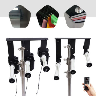 Motorized Electric 3-Roller Cloth Background Support System Wall Mount +Remote