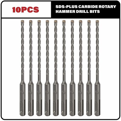 10PCS 3/16''x6'' SDS Plus Drill Bit Set Rotary Hammer Concrete Masonry Carbide Tip