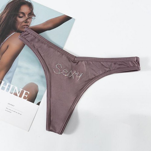 Women Ice Silk Thong Satin G-string Underwear Ladies Seamless T-back Sexy Briefs - Picture 18 of 23