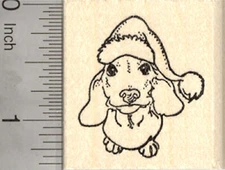 Christmas Dachshund Rubber Stamp, Wiener Dog with Santa Hat D26511 WM