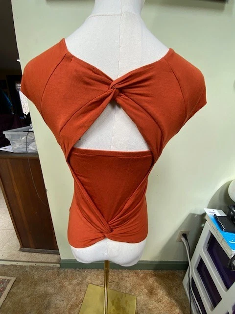 Habitual Girl Rustic Orange Double Knot Open Back Short Sleeve Shirt Sz 12 Kids - Image 4 of 4