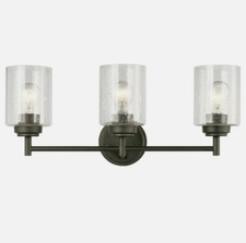 KICHLER 45688 OZ Winslow 3-Light Olde Bronze Vanity Light w/ Clear Seeded Glass