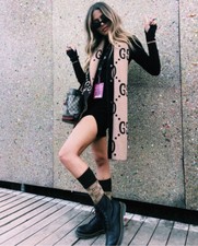 Nasty Gal Sz 6 - 8 High Neck Black Side Split Midi Dress Longsleeve Sexy Bodycon