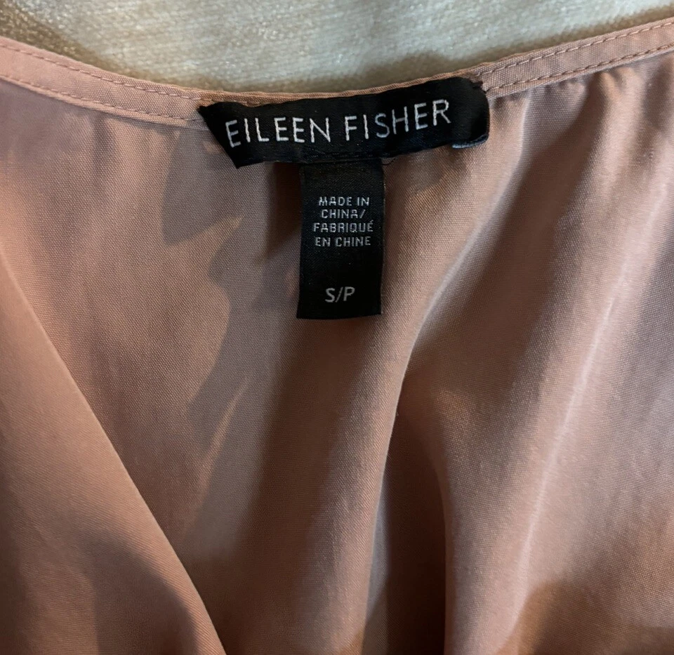 PALM ANGELS EILEEN FISHER Vestito Misto Tencel Slip Cami Midi Spaghetti Strap Toffee Cream S