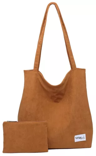 NNEE Women Corduroy Tote Bag Large Capacity Zipper Tote Shoulder Bag with Pocket