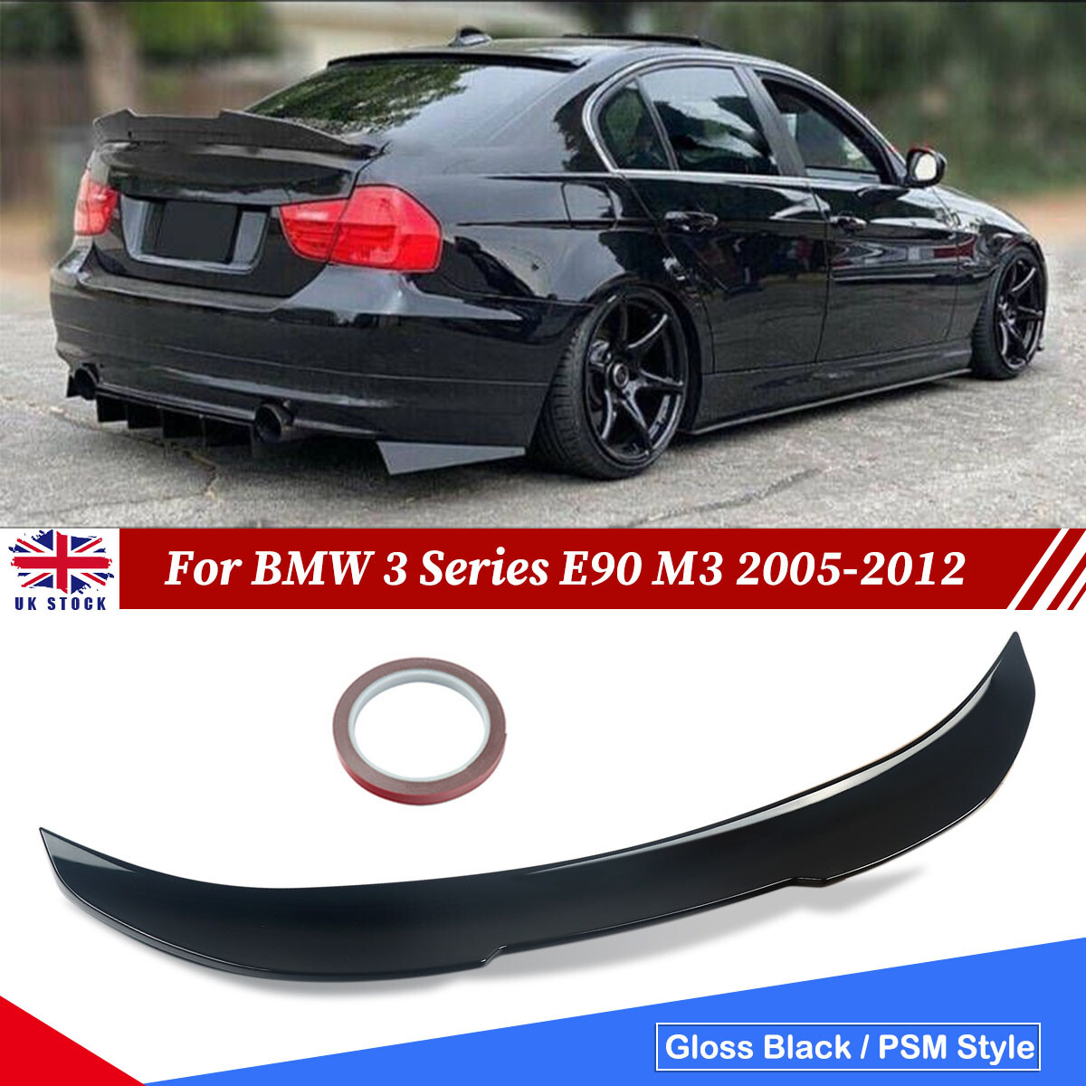 FOR BMW E90 3 SERIES M3 2005-12 SALOON PSM STYLE GLOSSY BLACK TRUNK SPOILER WING
