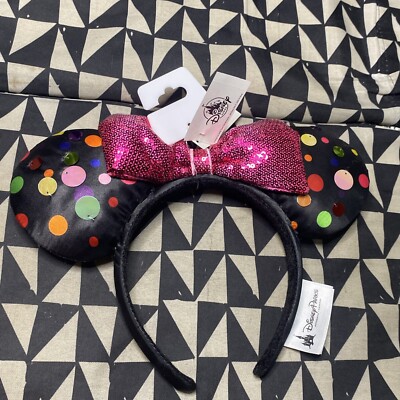Disney Parks Mickey Minnie Mouse Pink Sequin Bow Polka Dots  display picture 2