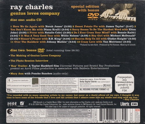 RAY CHARLES "Genius Loves Company" Special Edition CD & DVD - Picture 2 of 2