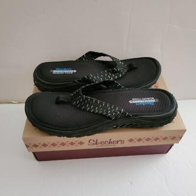 Sandalias Skechers Reggae Slim Turn It Up Mujer Negras Y