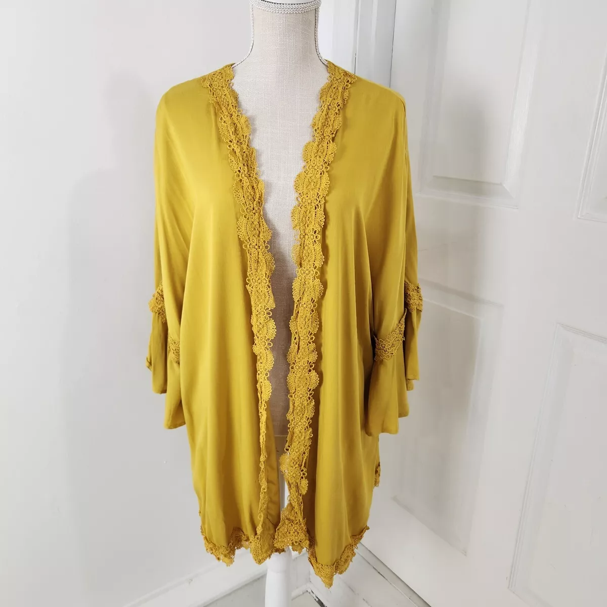 Mustard yellow top lace cardigan