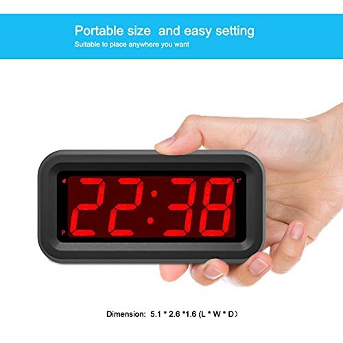 LED Digital Alarm Clock Battery Operated Only Small for Bedroom/Wall/Travel  - Picture 5 of 7