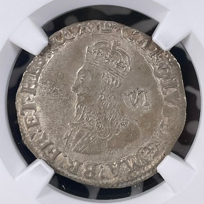 1635-36) G.B Charles I 6 Pence NGC AU Details Lot#G1784 Silver! S