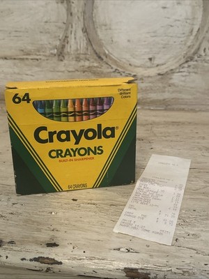 Crayola Crayons Box of 64 Sharpener Binney And Smith Retired Colors 1990 Vintage