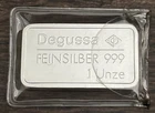 Rare 1 Oz Degussa Vintage Silver Art Bar Pristine German Old Ingot