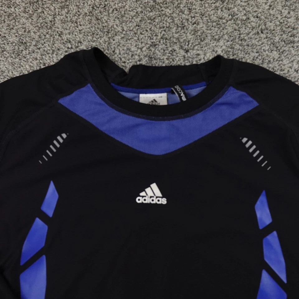 Camisa Adidas Para Hombres 2XL Negra Azul Climacool Gimnasio Entrenamiento Compresión Capa Base Foto 3 de 4
