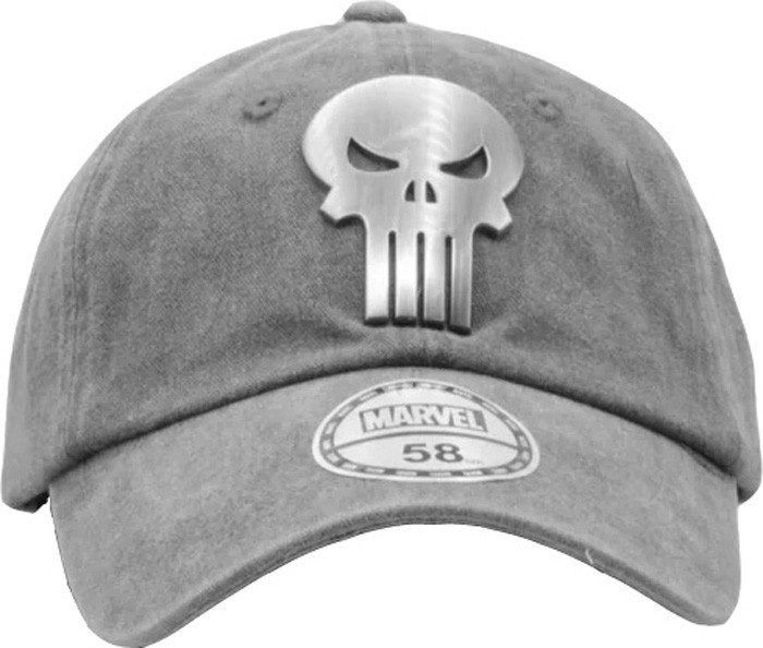 Gorra De Béisbol De Denim Con Logo De Metal De Marvel Comics The Punisher