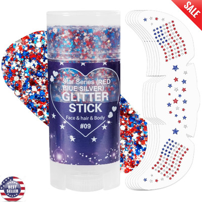 Hair Body Glitter Stick 6Pcs Glitter Freckles Face Tattoo Patriotic Accessories