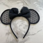 Tokyo Disney Resort Store Ears HeadBand Lace polka dots Black Minnie