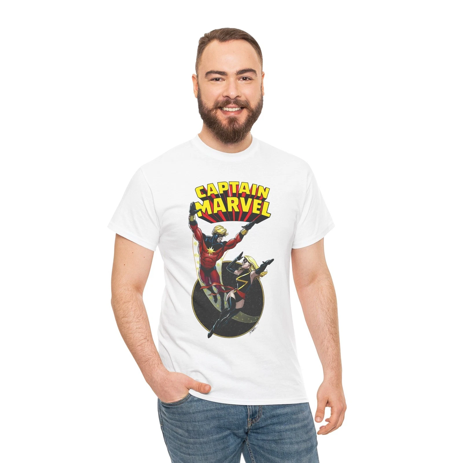 Captain Marvel T-Shirt - George Perez Art - Mar-Vell, Carol Danvers