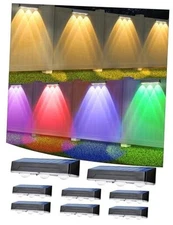  Fence Solar Lights Outdoor Waterproof with 3 Bright Lens LEDs & 12 8 Pack