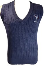 Vintage Izod Club Women's Sweater Vest M Medium Cotton Blue 1997 Quaker Ridge...