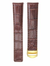 20MM LEATHER BAND STRAP FOR CARTIER TANK FRANCAISE WATCH 20/18 CLASP BROWN GOLD