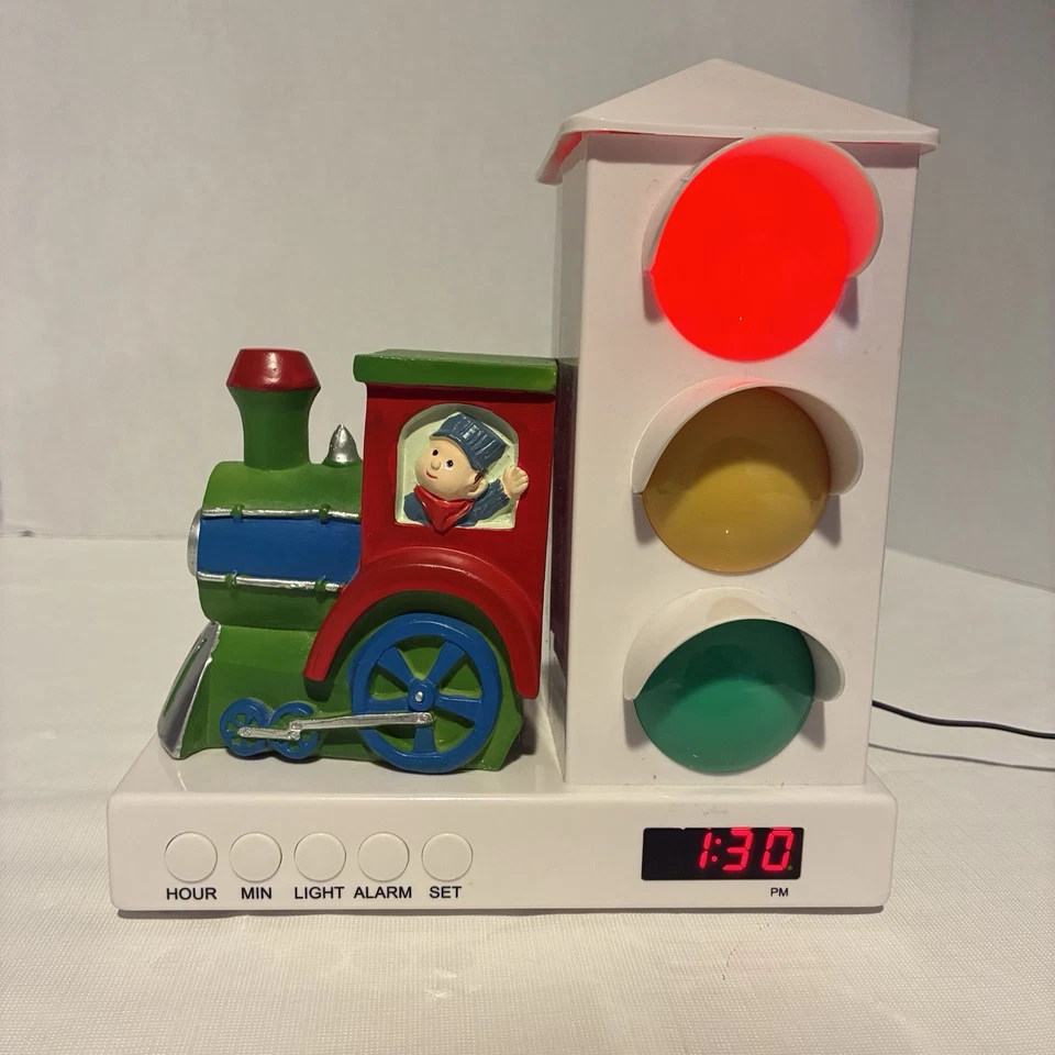 Myco Train Traffic Light Kids Alarm Clock Nightlight Works AC Power Only - Image 3 of 4