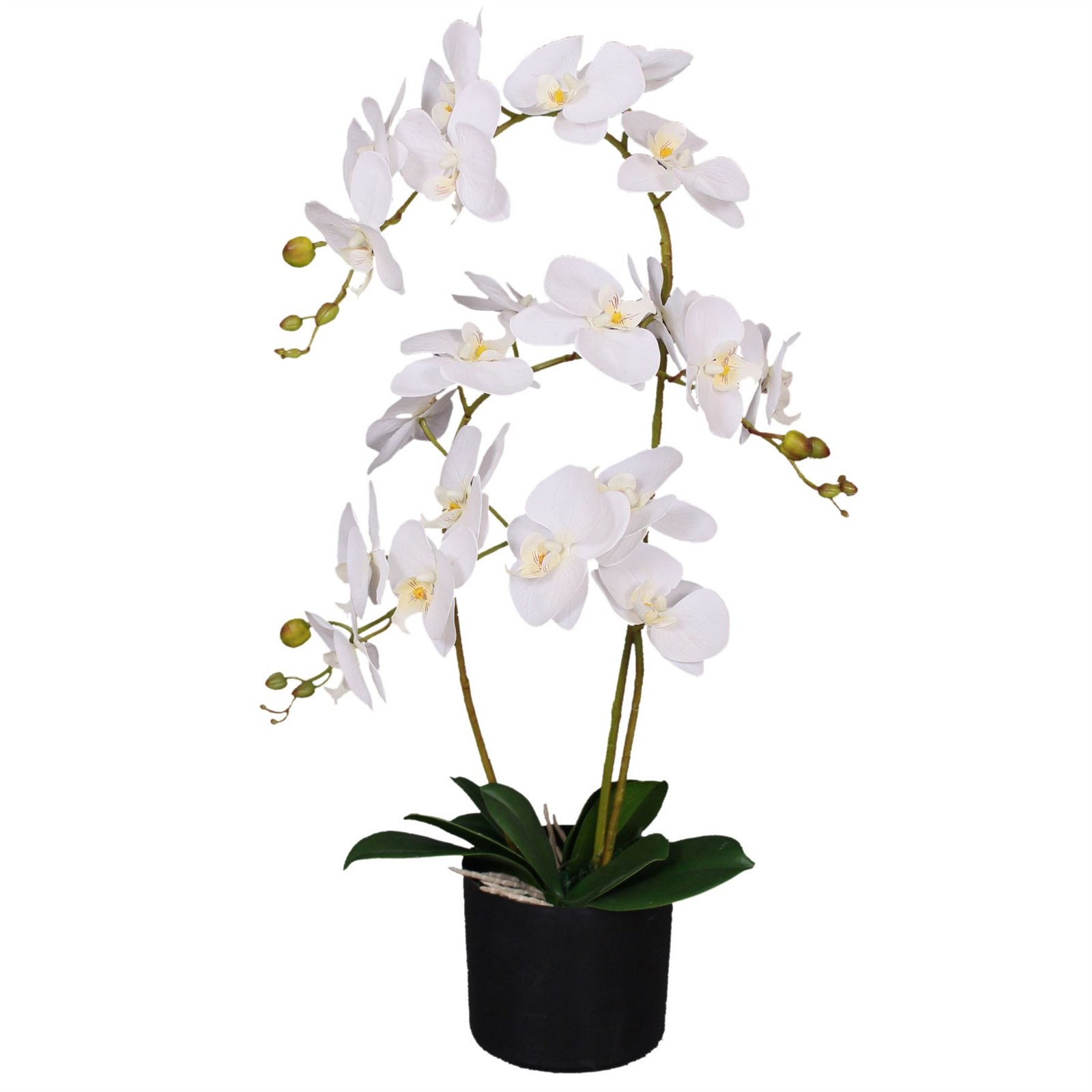 Leaf 65Cm Artificial Luxury Artificial Orchid - 3 Stems - Soft White Plant - Image 2