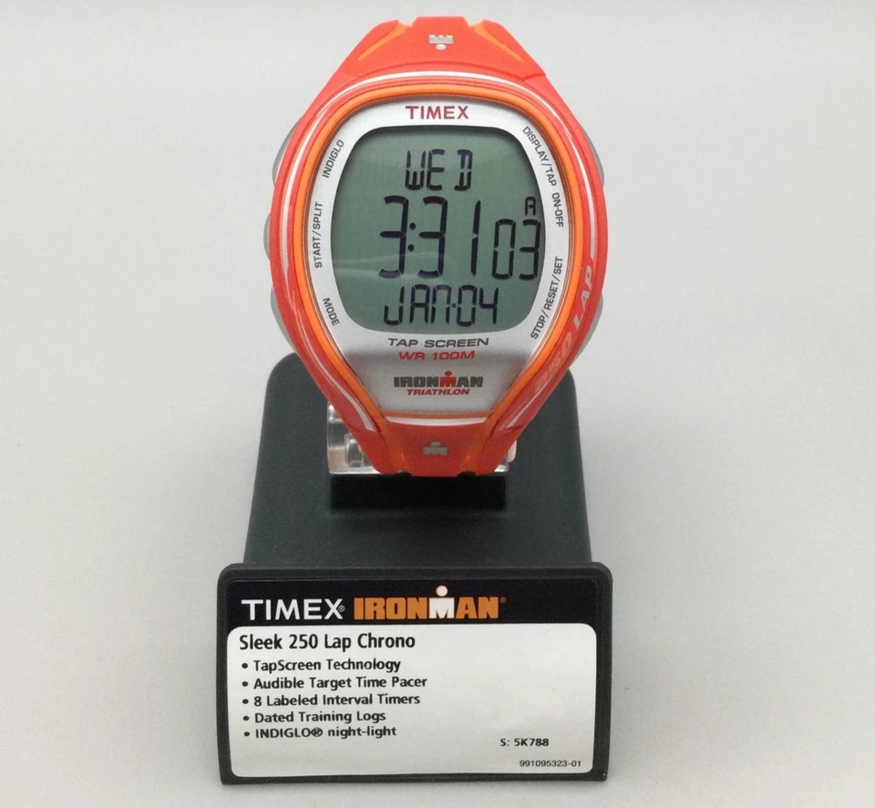 Reloj Timex Ironman Elegante 250 Vueltas Cronógrafo Naranja Pantalla Grifo Para Hombre 45mm Foto 2 de 4