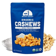 Mavuno Harvest Organic Roasted Cashews with Sea Salt | Dry Roasted Whole Cashew