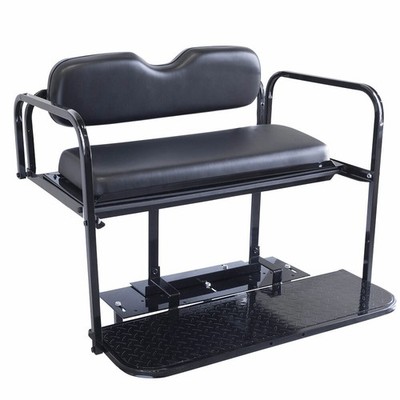 Golf Cart Rear Flip Seat Kit with Steel Frame for Yamaha Drive2 |Black |2017-up