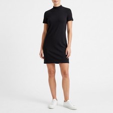 Garage T-Shirt Dress Womens Medium Black Knit Stretch Short Sleeve Crew Neck