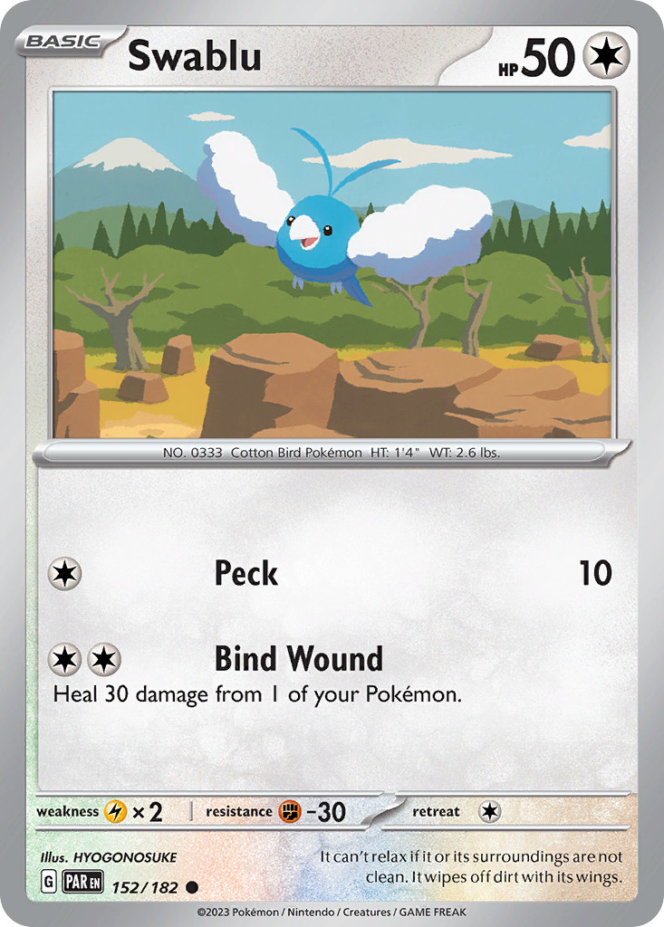 Swablu 152/182 Common Paradox Rift Pokemon Near Mint